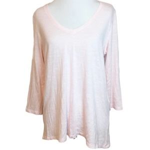 J. Jill Pastel Pink 3/4 Sleeve V-Neck Blouse Shirt